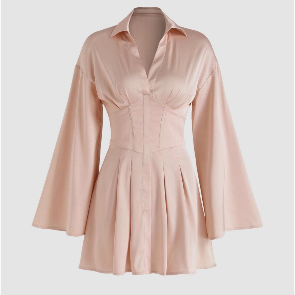 Satin Bell Sleeve Corset Dress